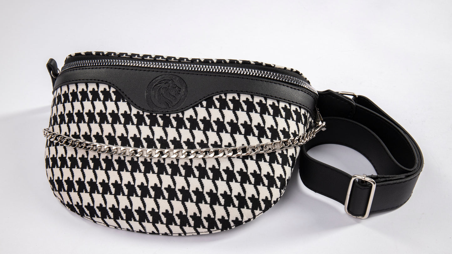 Leo Fanny Pack In Black Silver Chained