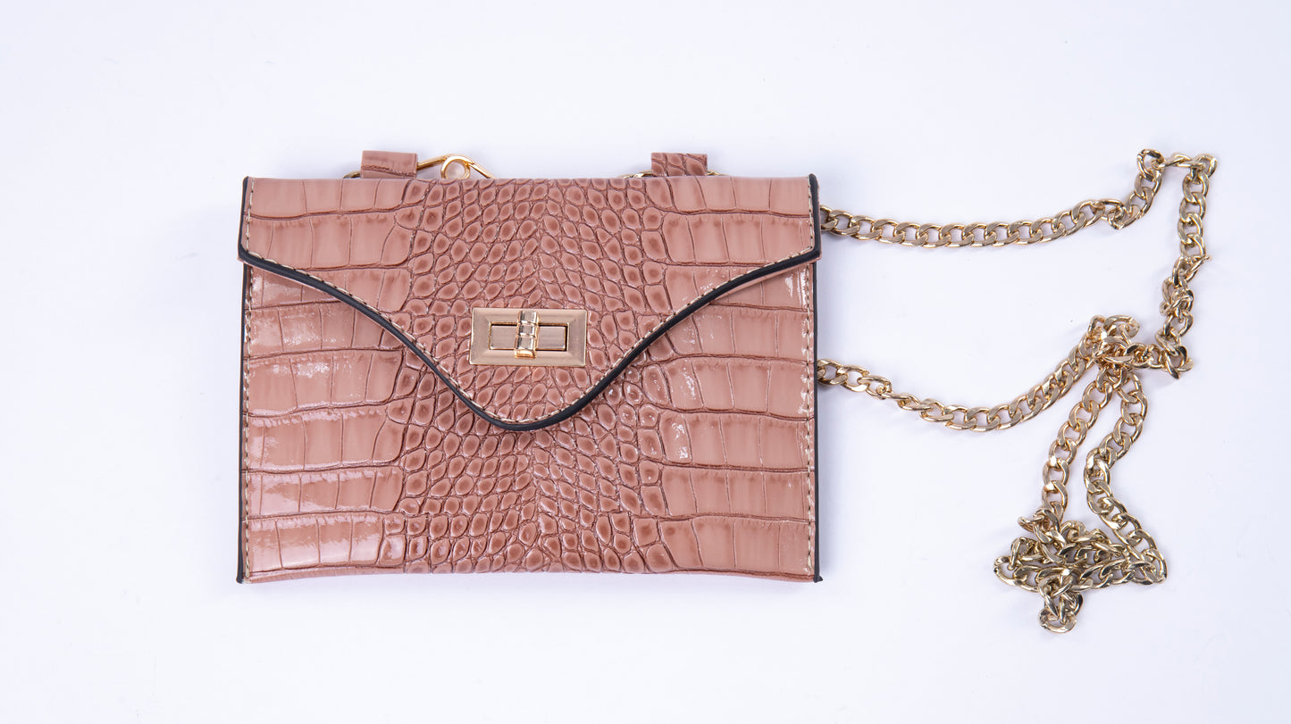 Nala Crocodile Bag in Rose