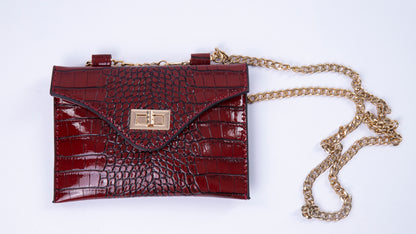 Nala Crocodile Bag in Burgundy