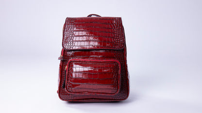 Zira Crocodile Backpack In Burgundy