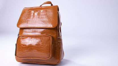 Zira Crocodile Backpack In Camel