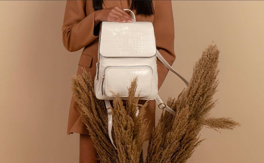 Zira Crocodile Backpack In White